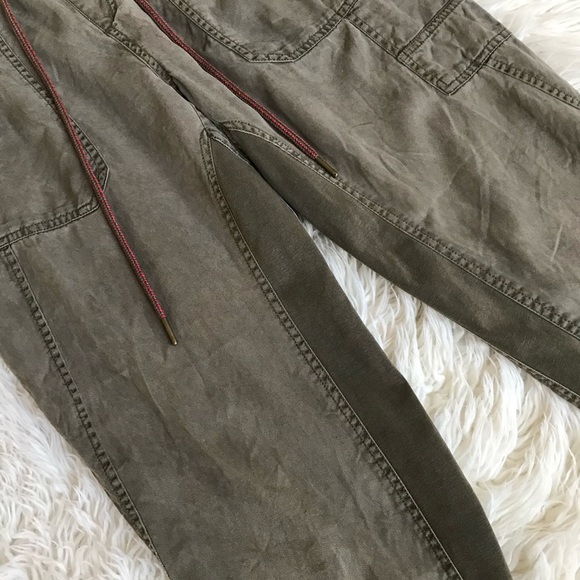 Anthropologie Dark Green Cargo Style Drawstring Waist Loose Fit Jogger Pants - Picture 3 of 8